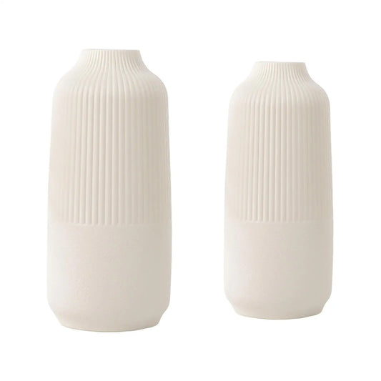 Minimalist Fluted Vase – Nordic Matte White