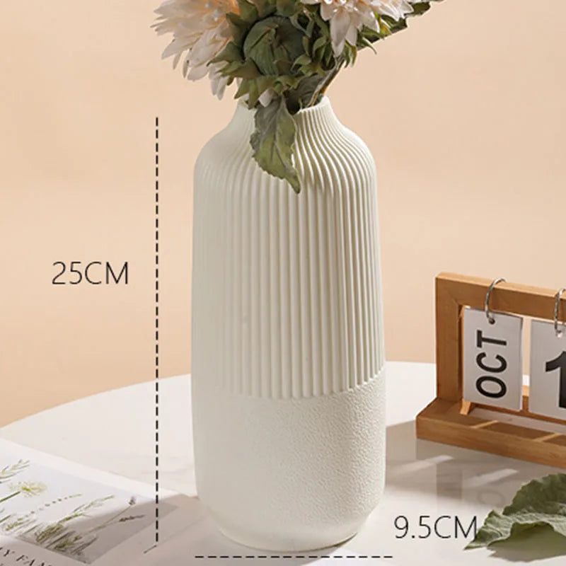 Modern Fluted Unbreakable Flower Vase – Minimalist Ribbed Centerpiece
