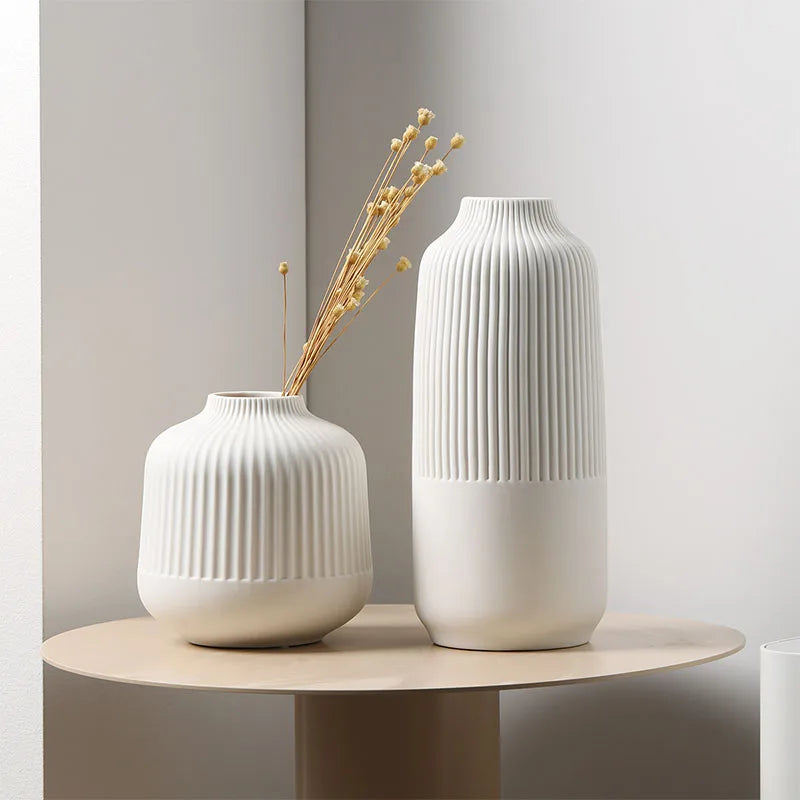 Modern Fluted Unbreakable Flower Vase – Minimalist Ribbed Centerpiece