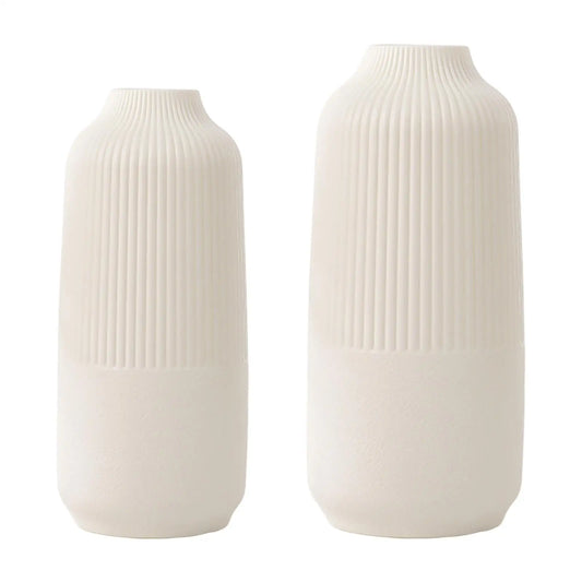 Minimalist Fluted Vase – Nordic Matte White