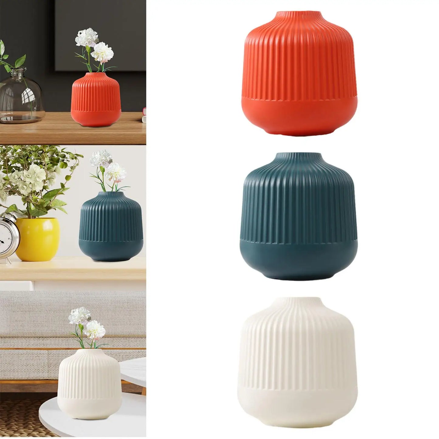 Nordic Ribbed Bud Vase – Vibrant Minimalist Decor