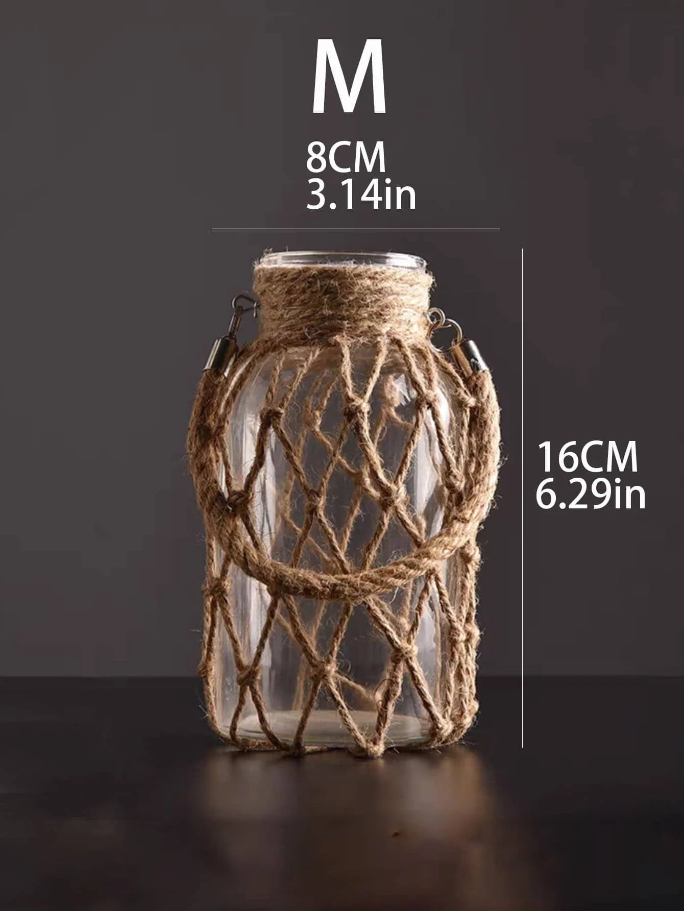 Rustic Hanging Glass Vase – Rope Net Floral Accent