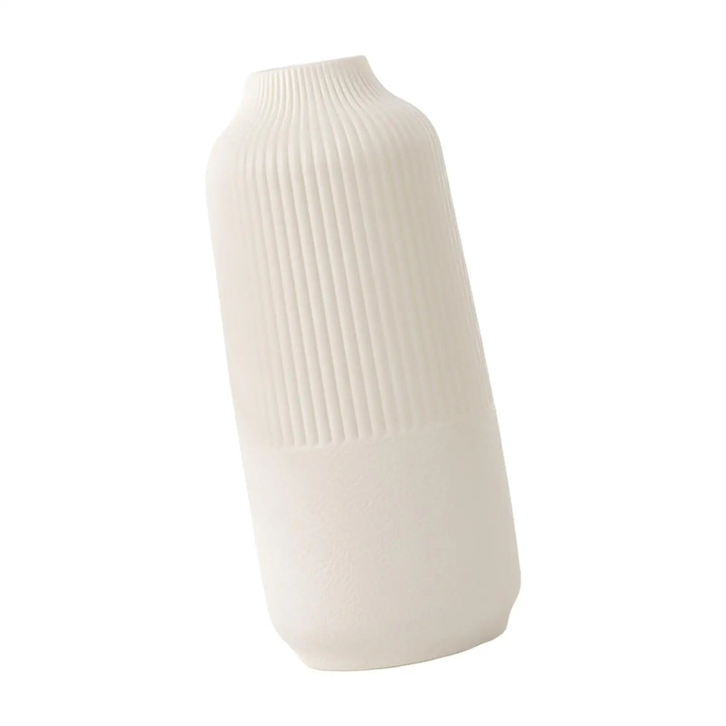 Minimalist Fluted Vase – Nordic Matte White