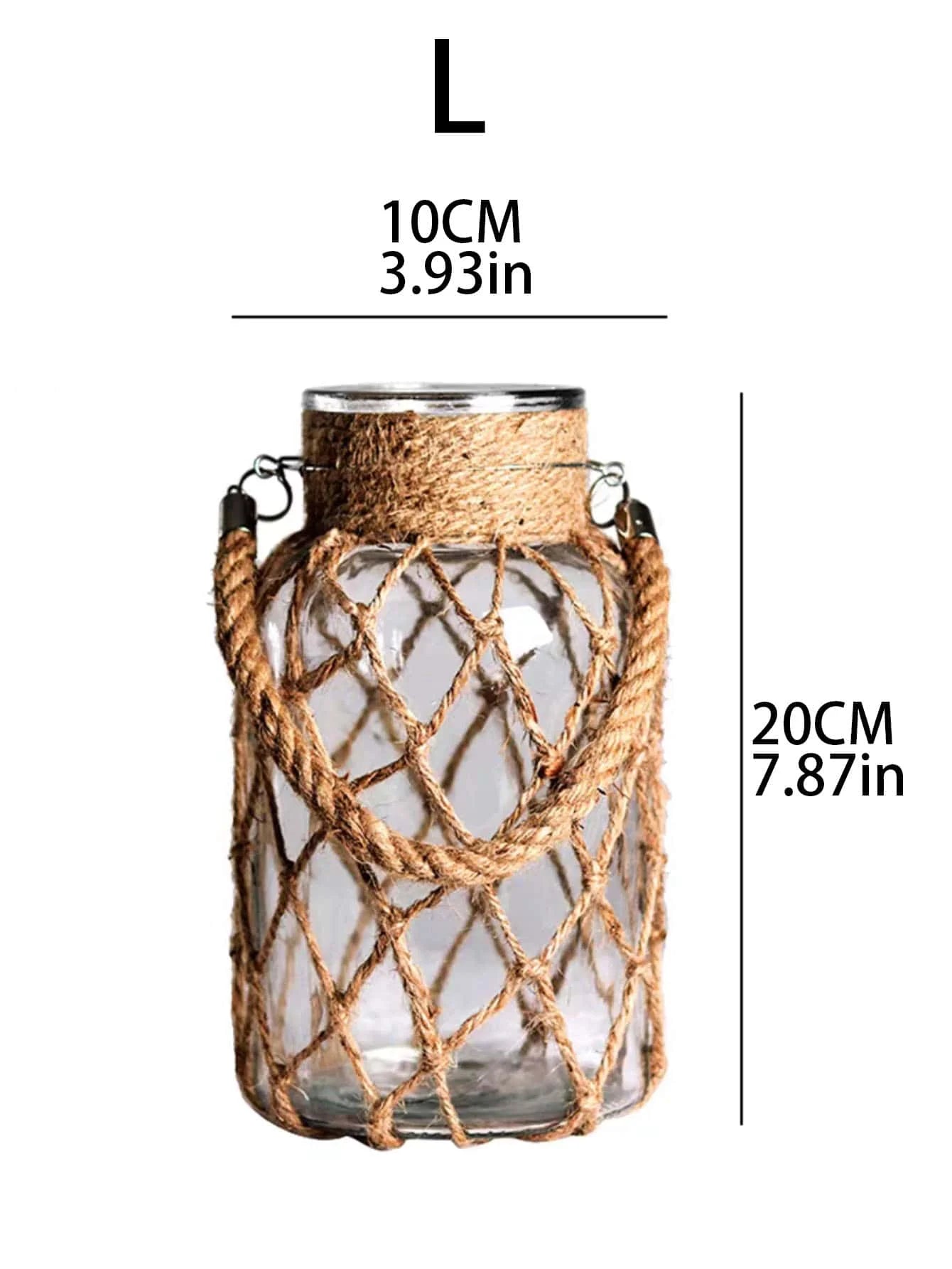 Rustic Hanging Glass Vase – Rope Net Floral Accent